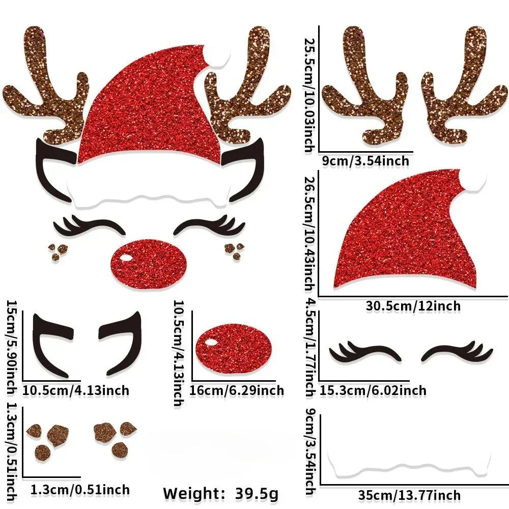 home & garden : Fristy | Kerstviltstickers voor deuren en ramen - Feestelijke decoratie voor thuis in Elanden met rode hoed van Pantino