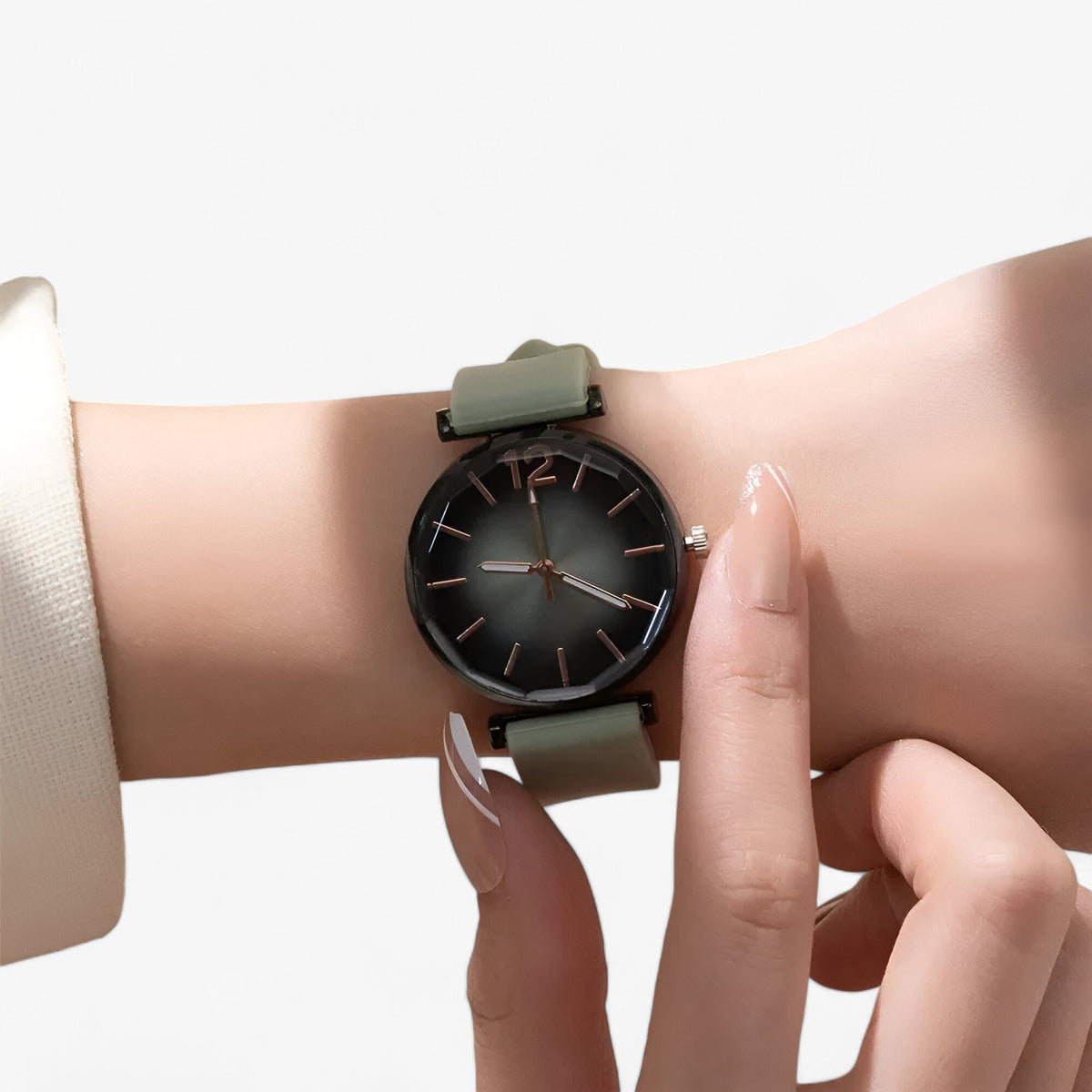 watches : Crizel | Trendy sportstoel - zwarte onderstel, groene siliconen band in van Pantino