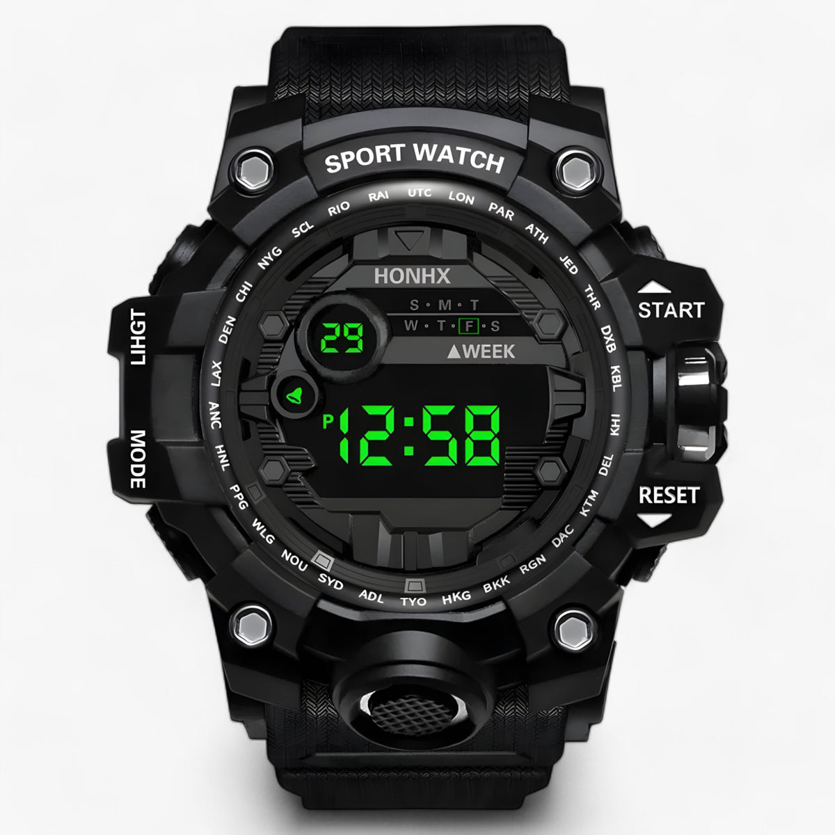 watches : Arthur | Grote LED Wijzerplaat - Ideaal voor Sport & Fitness in Zwart van Pantino