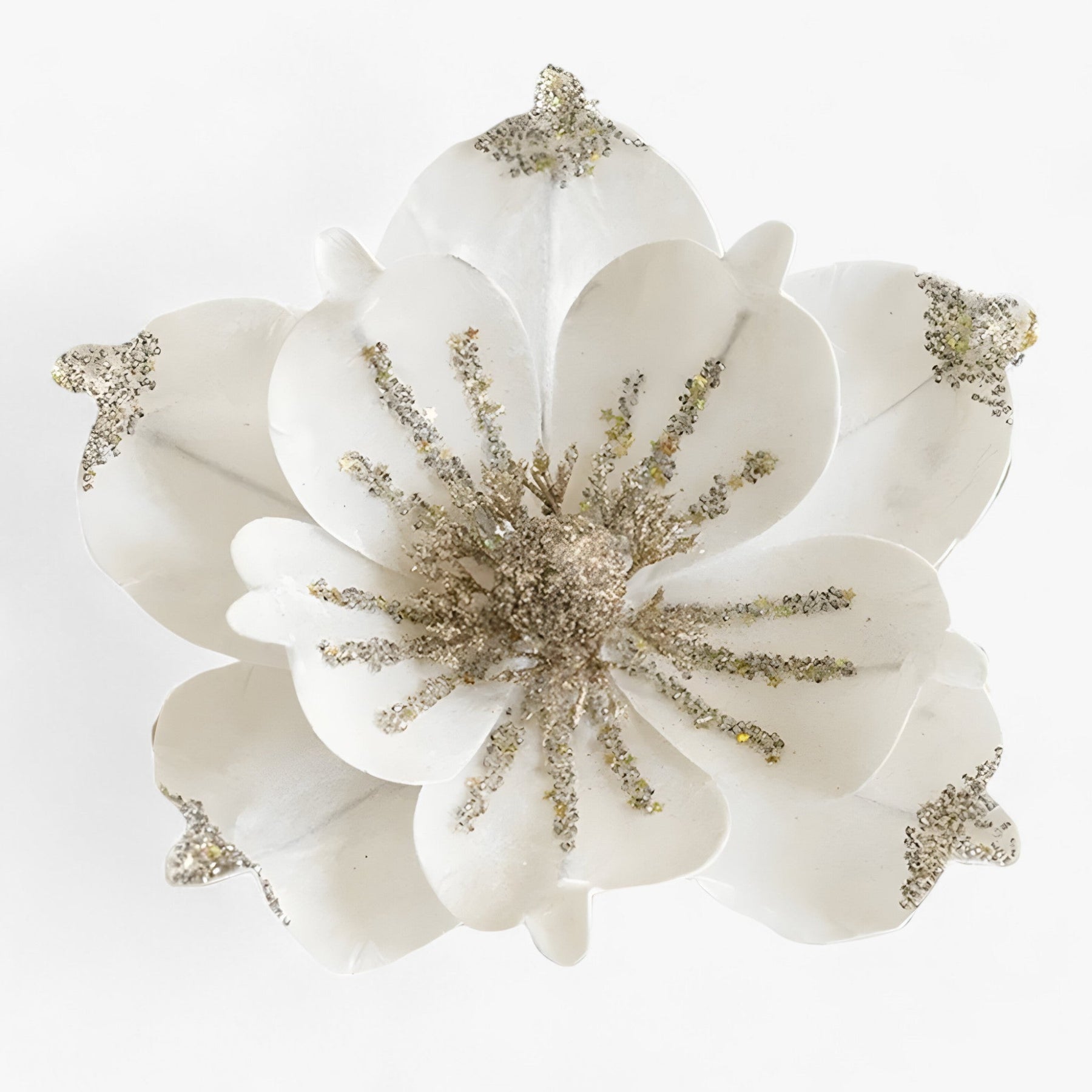 home & garden : Bloemen | Glanzende Kunstkerstbloemen - Vrolijke Ornamenten voor de Kerstboom en Nieuwjaarsdecoratie in wit van Pantinoshop
