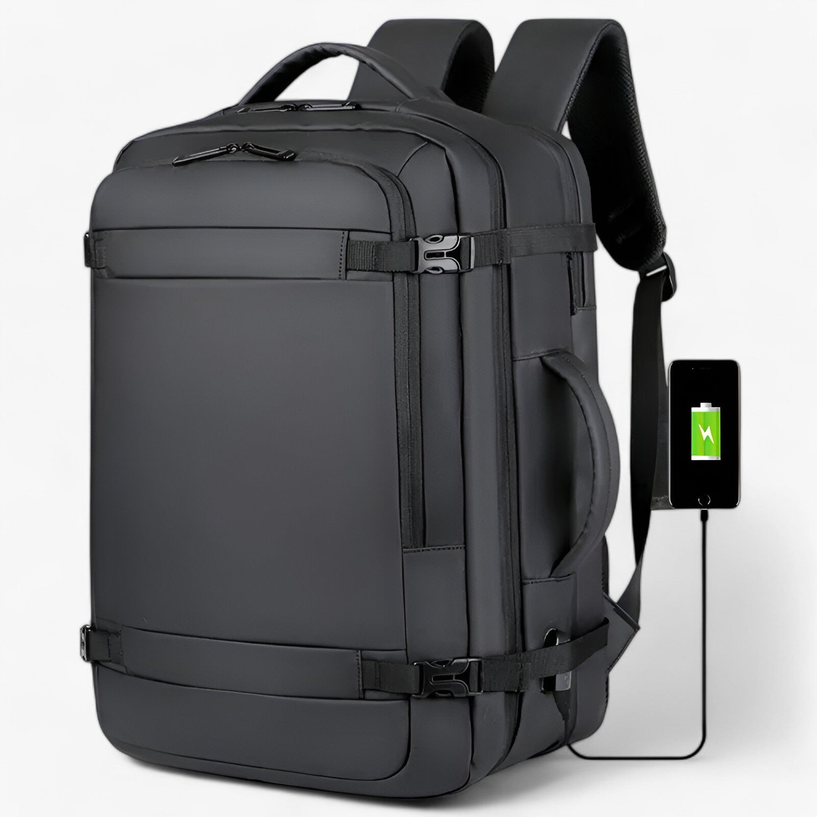 bags : Finn | Reisrugzak met USB in Expande Grijs 18inch(32x46x15)cm van Pantinoshop