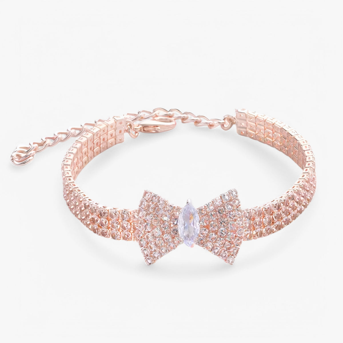 pets : Bella | Bling Kattenhalsband met Strik en Kristallen in roze goud van Pantinoshop