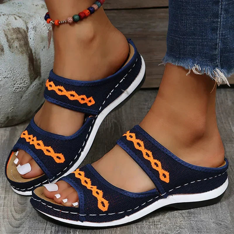 men's fashion : Zoë - Trendy Strepen Sandalen Dames in Blauw van Pantino