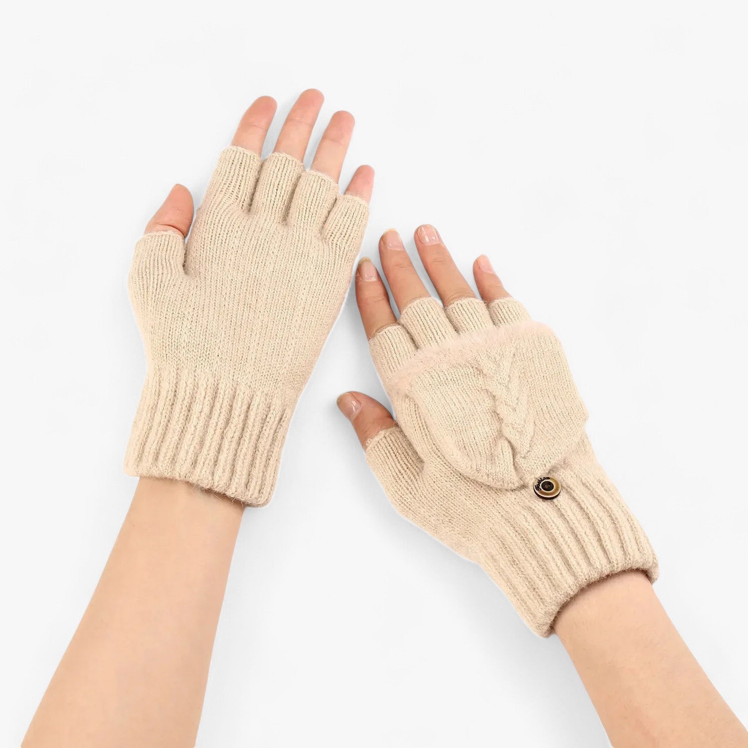 Harper | Dikke omgeslagen gebreide handschoenen voor dames - voor koud weer - €25 : Harper | Dikke omgeslagen gebreide handschoenen voor dames - voor koud weer in van Pantinoshop