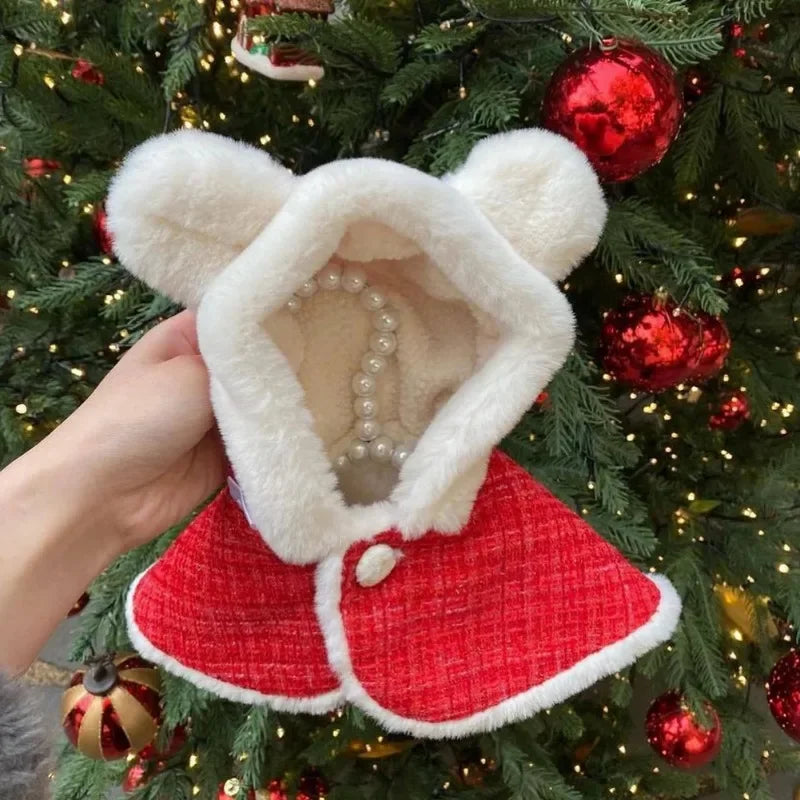 pets : Luna | Winter Warmte Huisdier Cape in Rood van Pantinoshop