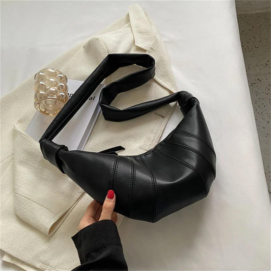 : Halvemaans Chique Tas in Zwart 25cm*8cm*16cm van Pantino