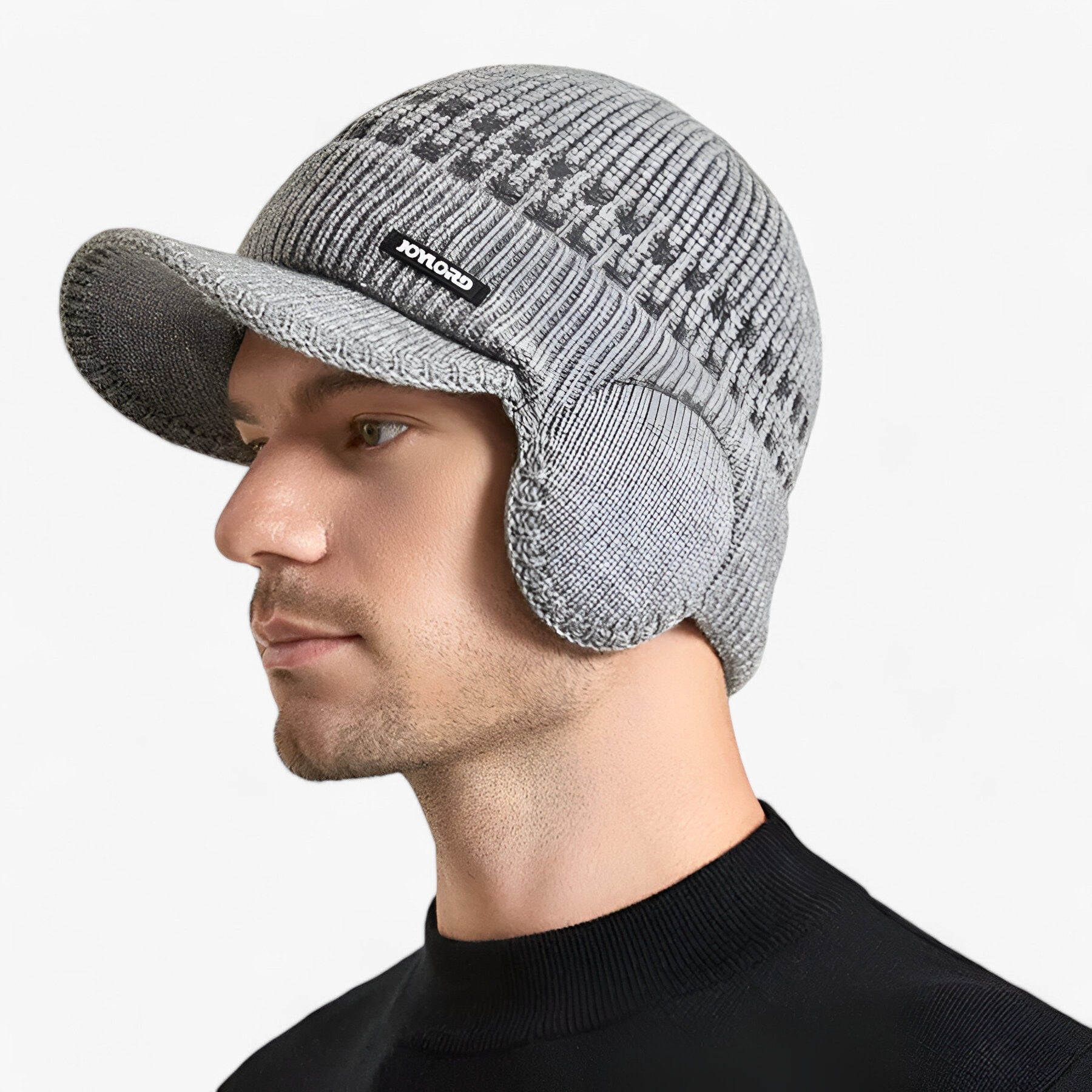 men's fashion : Kevin | Warme Stijl - Gebreide Cap met Oorflappen in LICHT GRAY van Pantinoshop