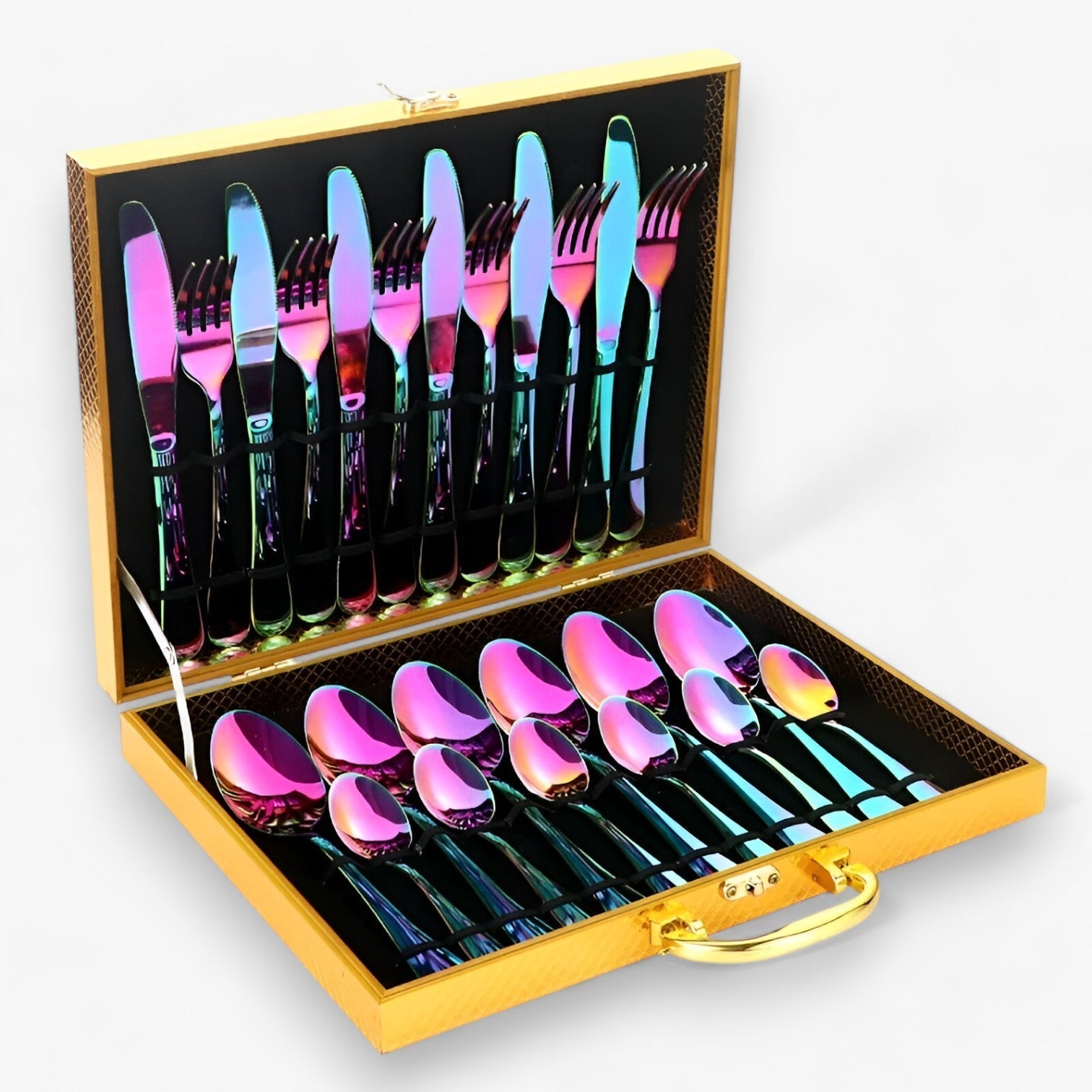home & garden : Isabel | 24-delt Bestiksæt – Stilfuldt og Holdbart Rustfrit Stål Spisebestik in Kleurrijk van Pantinoshop