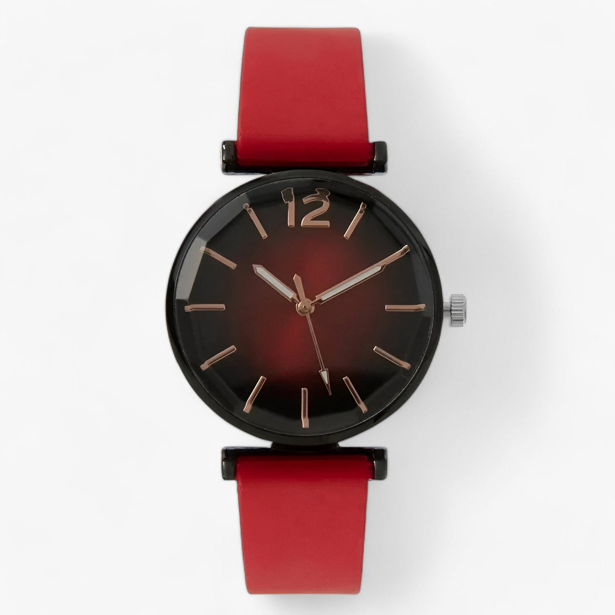 watches : Crizel | Trendy sportstoel - zwarte onderstel, groene siliconen band in rood van Pantino