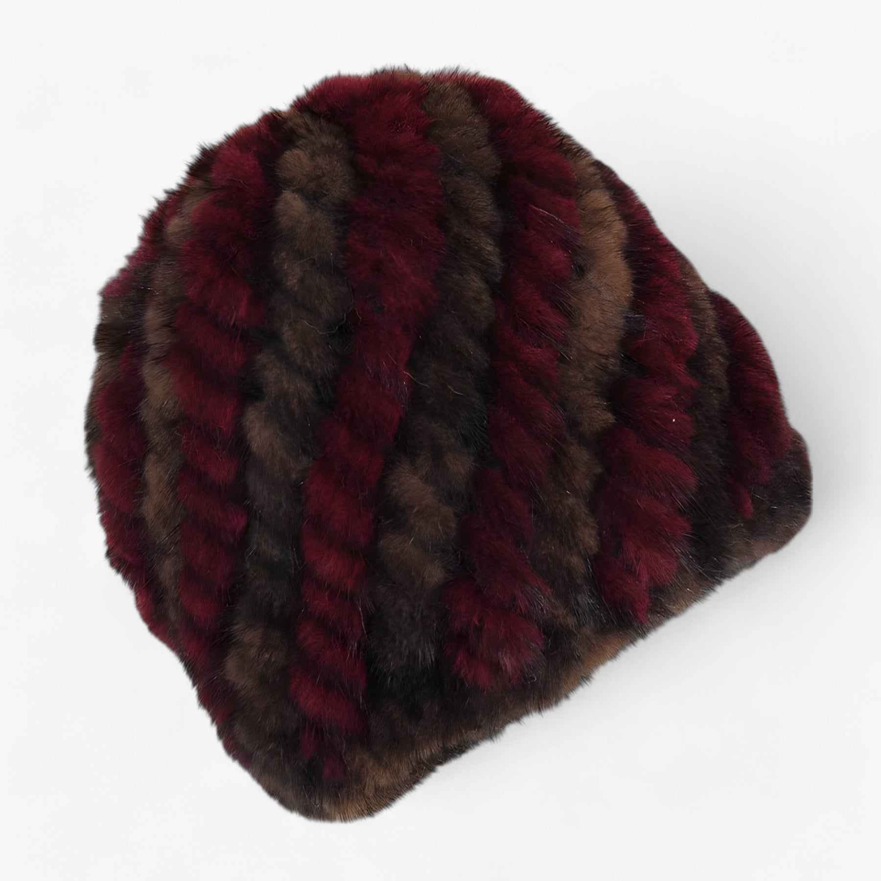 men's fashion : Celeste | Luxe Mink Bont Muts - Winterse Warmte & Elegantie in bruin wijnrood Goede elasticiteit van Pantino