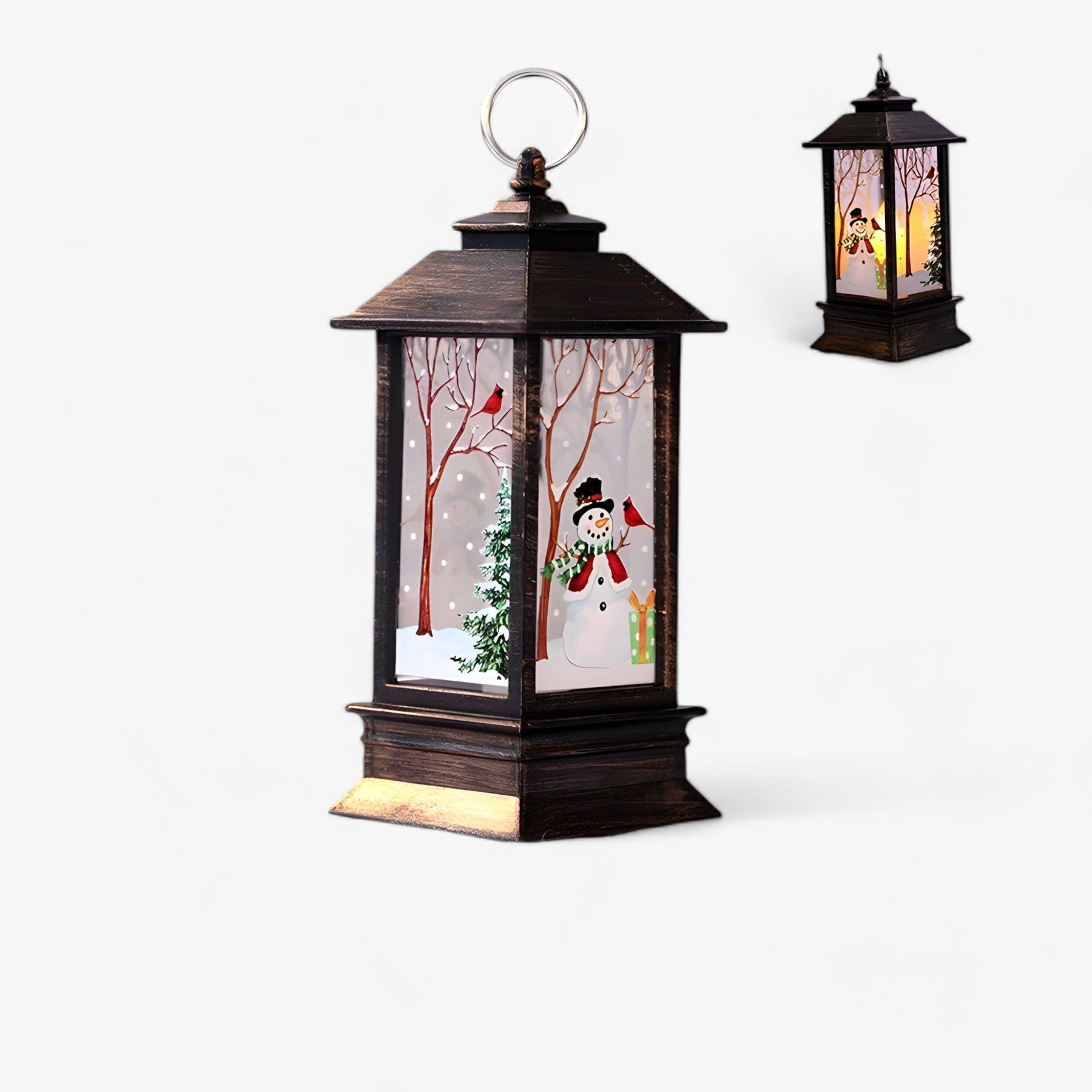home & garden : Cristy | Sneeuwman Kerstman Verlichte Lantaarn - Feestelijk Boomornament en Woondecoratie in B van Pantino