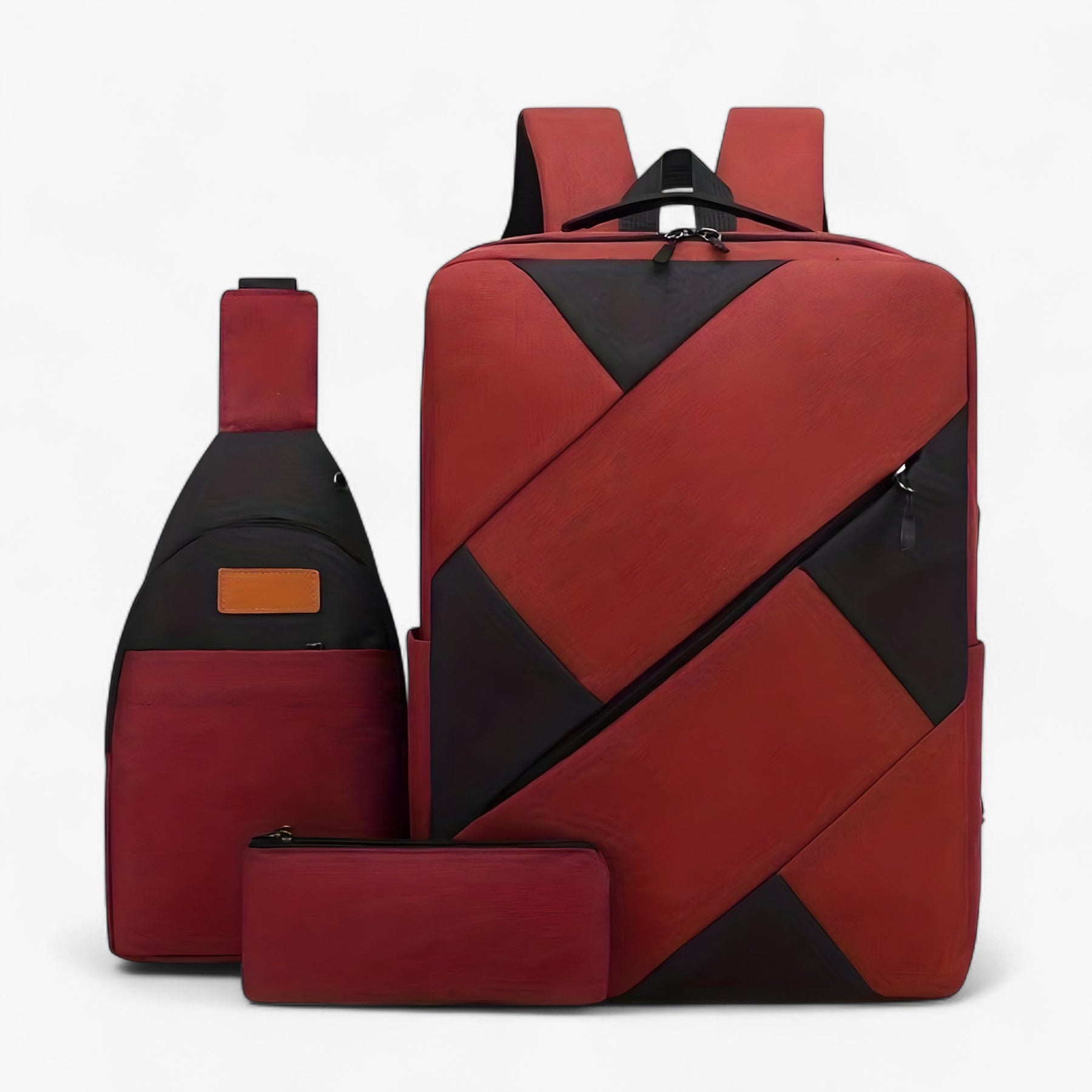 bags : Evan | Set 3 in 1 met rugzak en bijpassende accessoires in Bourgognerood van Pantinoshop