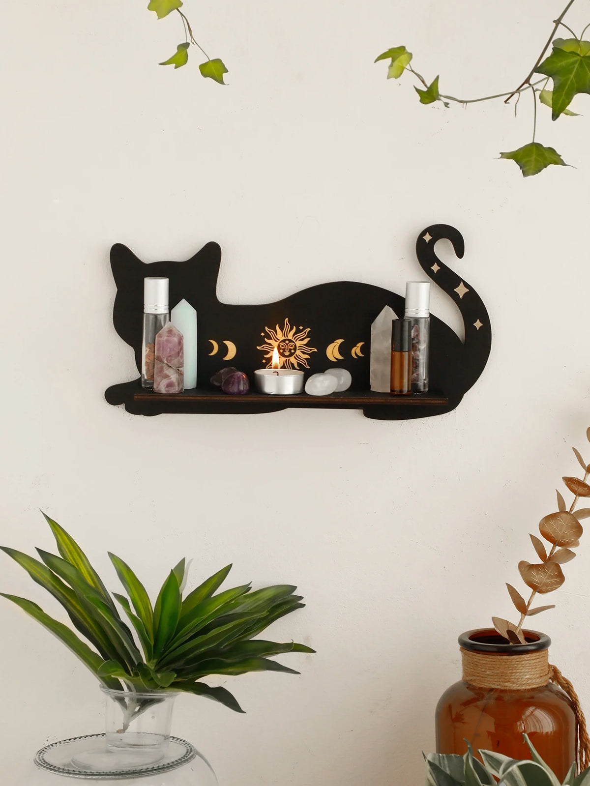 home & garden : Nyx | Zwarte Kat Maanfase Wandplank in van Pantinoshop