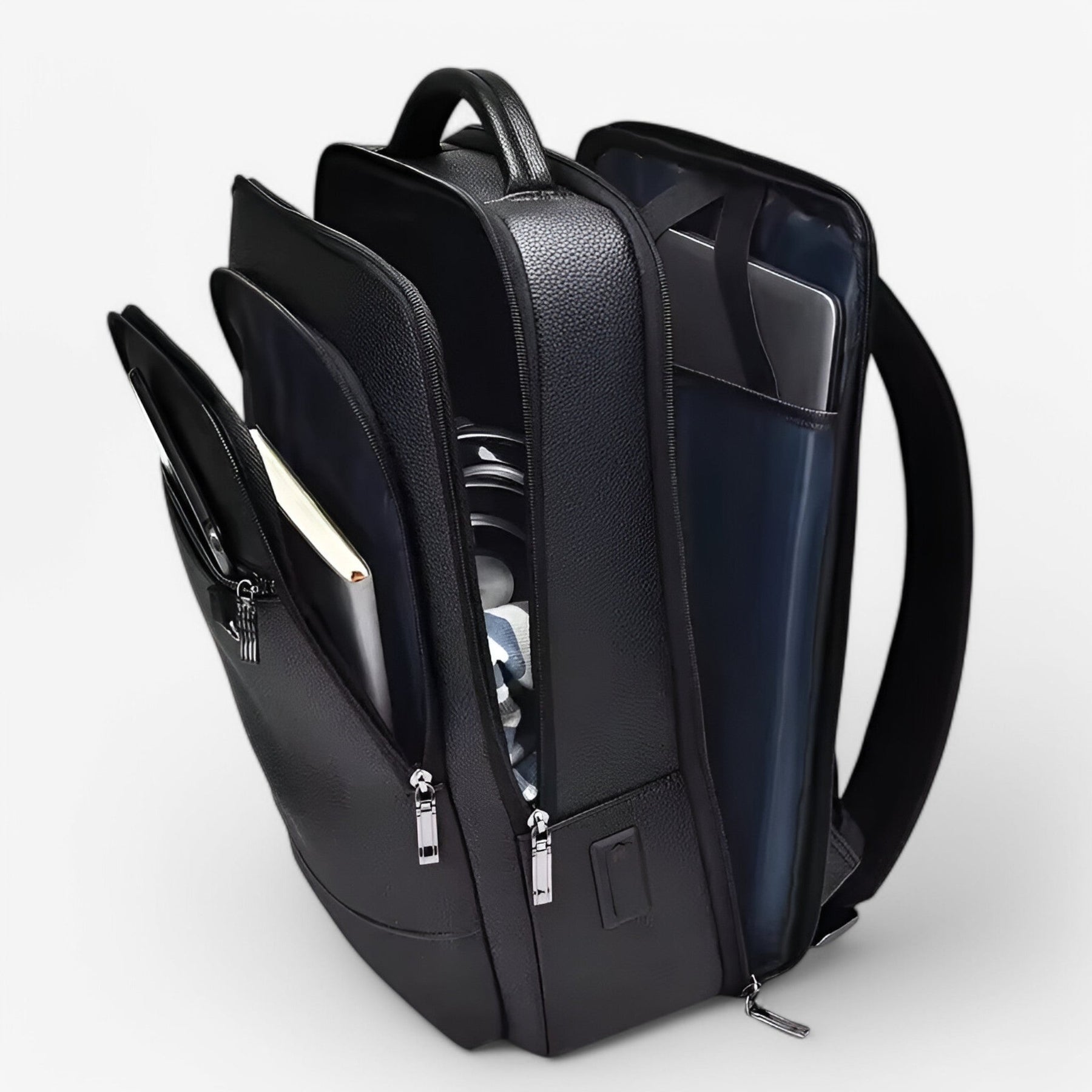 bags : Leonardo | Leren Rugzak met USB in van Pantinoshop