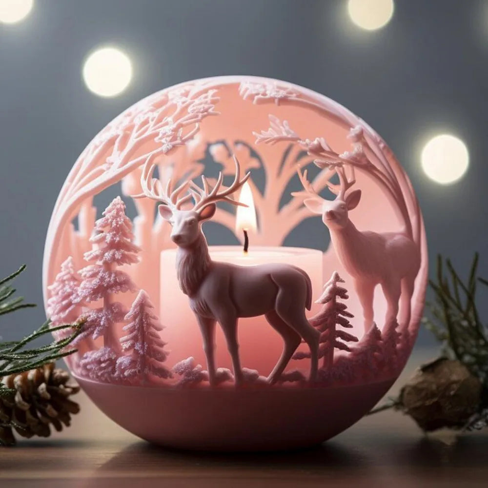 home & garden : Elk Kaars | Reliëf Mal Winterbos - Feestelijke Decoratie en DIY Cadeaus in van Pantinoshop