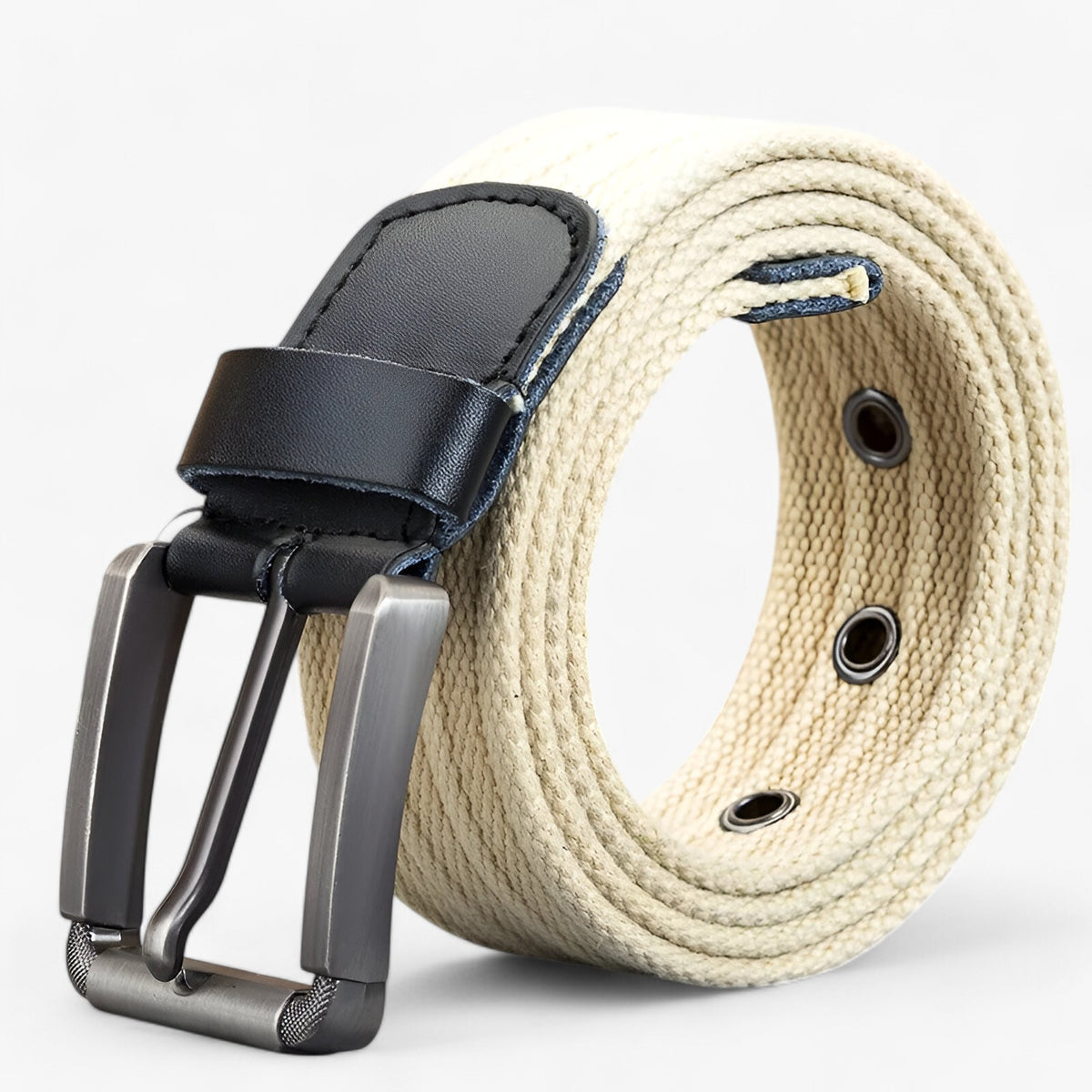 accessories : Loel | Stijlvolle Canvas Jeansriem in wit van Pantinoshop