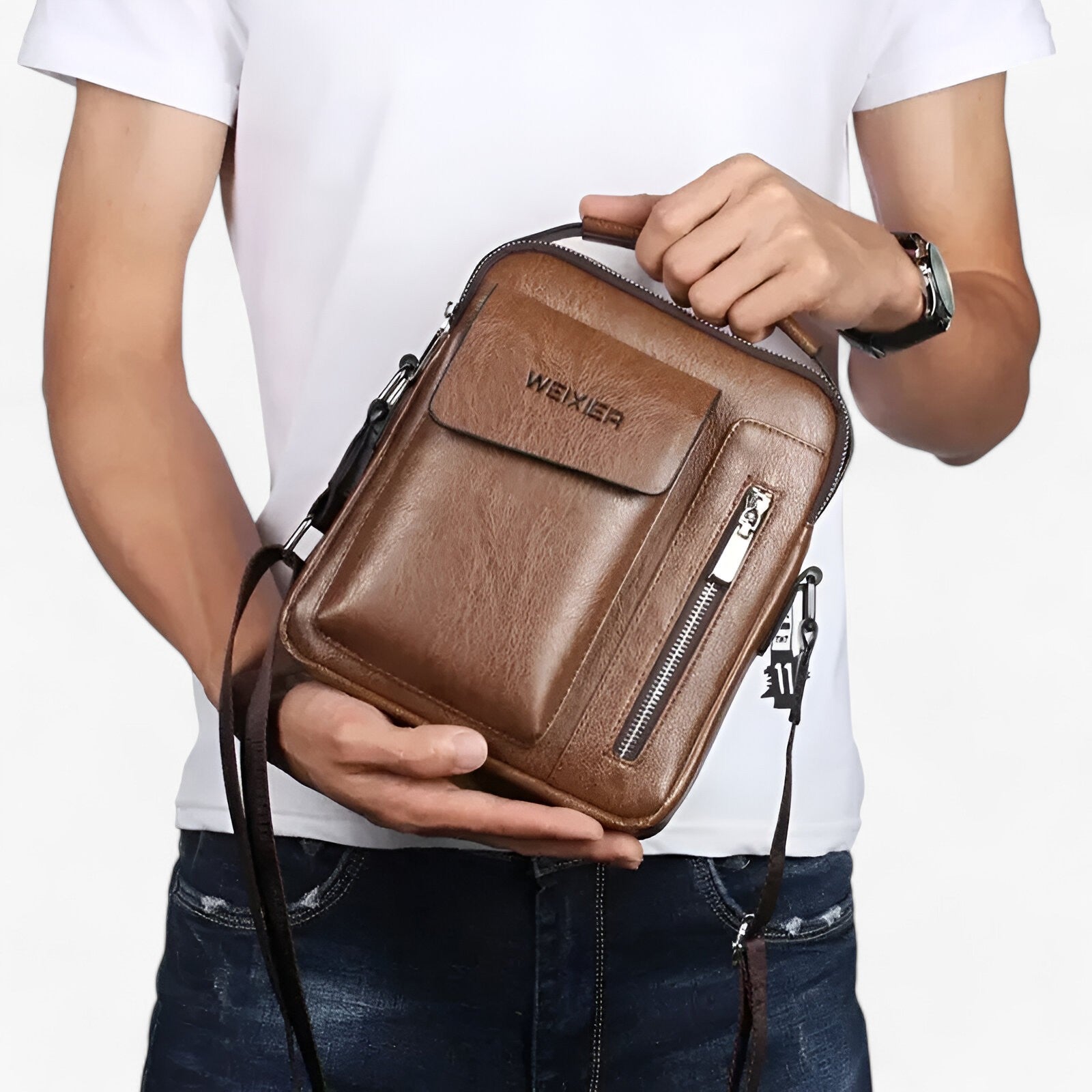 Liam | Vintage PU Leren Schoudertas - €25 : Liam | Vintage PU Leren Schoudertas in van Pantinoshop