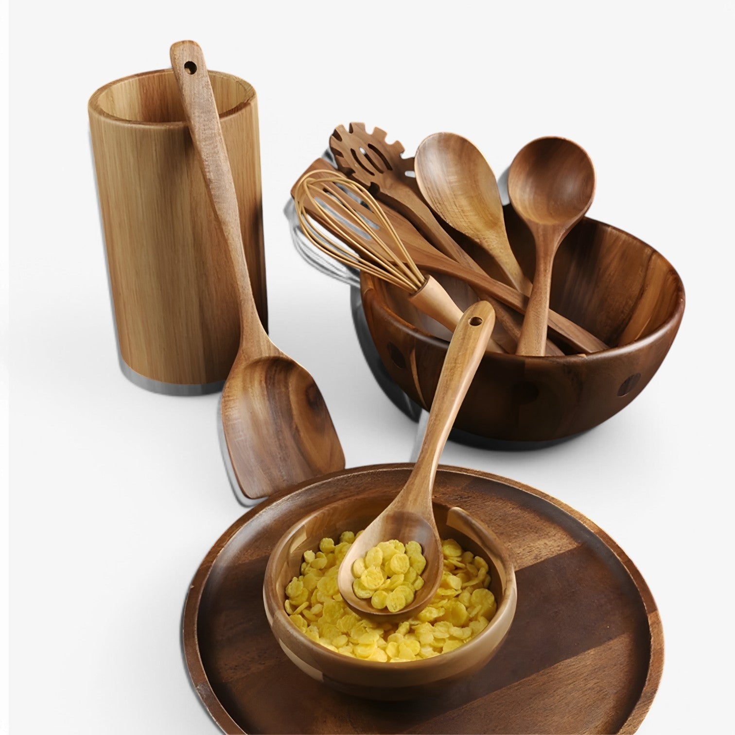 Olivia | 7-delige houten kookset - natuurlijk, duurzaam en anti-aanbak - €25 : Olivia | 7-delt træ kogesæt – naturligt, bæredygtigt og non-stick in van Pantinoshop