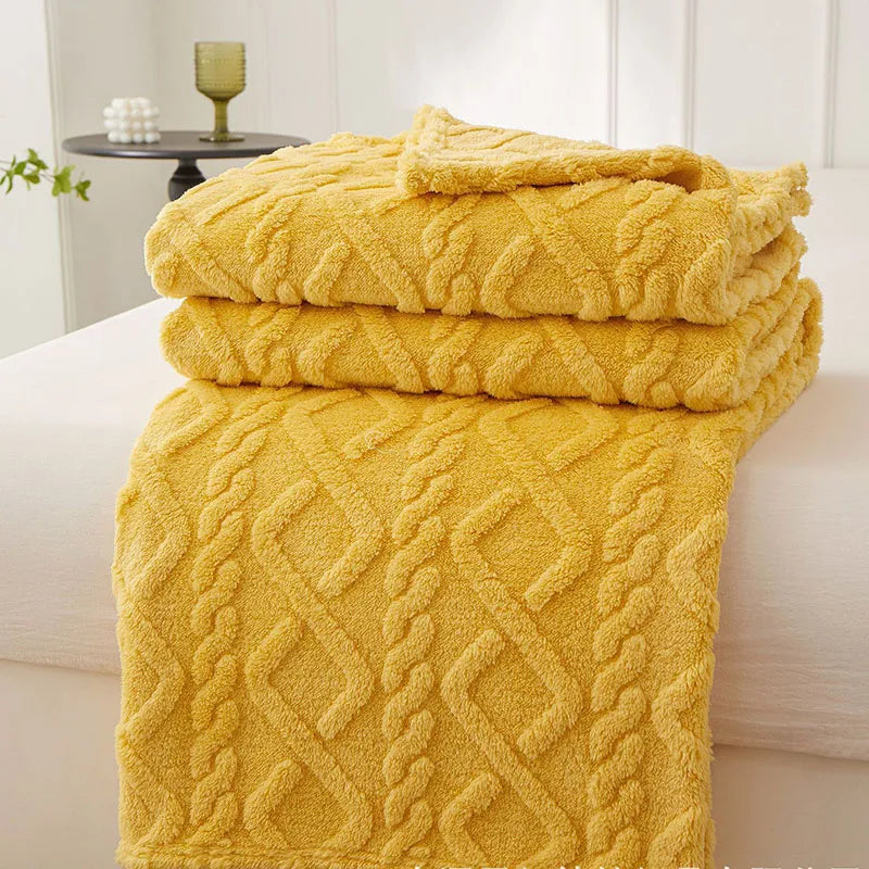 home & garden : FleeceBlanket- Warme Deken van Reistextiel Fleece in Geel (Uitverkocht) van Pantino