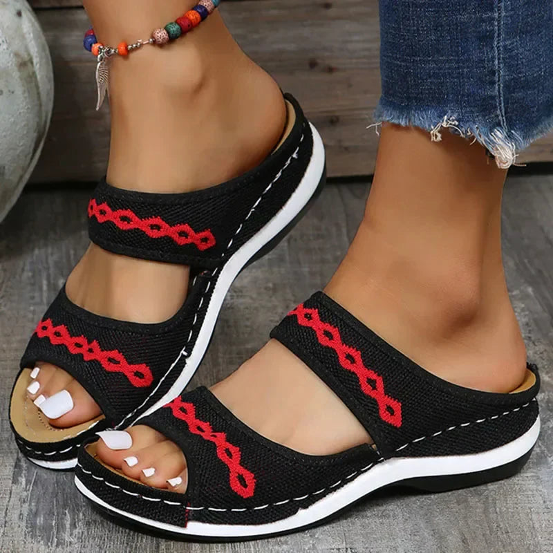 men's fashion : Zoë - Trendy Strepen Sandalen Dames in Zwart van Pantino