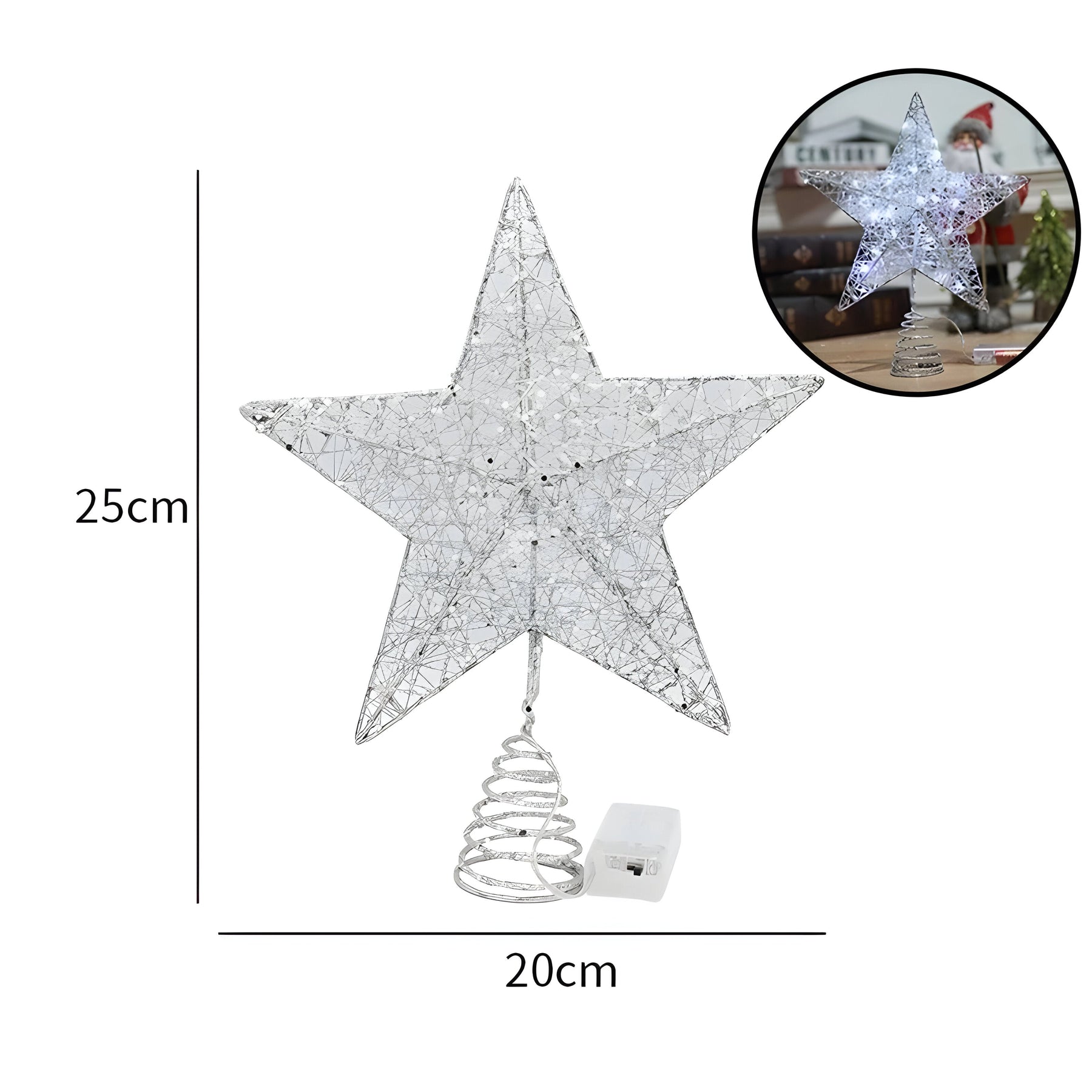 home & garden : Sterrenachtige Elegant | Bovenste Ster Ornamenten Kerstlicht - Verlicht uw Eindejaarsfeest in 20cm Zilver van Pantinoshop