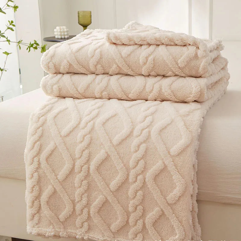 home & garden : FleeceBlanket- Warme Deken van Reistextiel Fleece in Beige van Pantino
