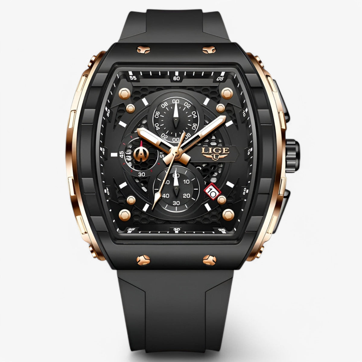 Lev | Luxe siliconen sporthorloge- €25 : Lev | Luxe siliconen sporthorloge in Sort rosa guld s van Pantinoshop