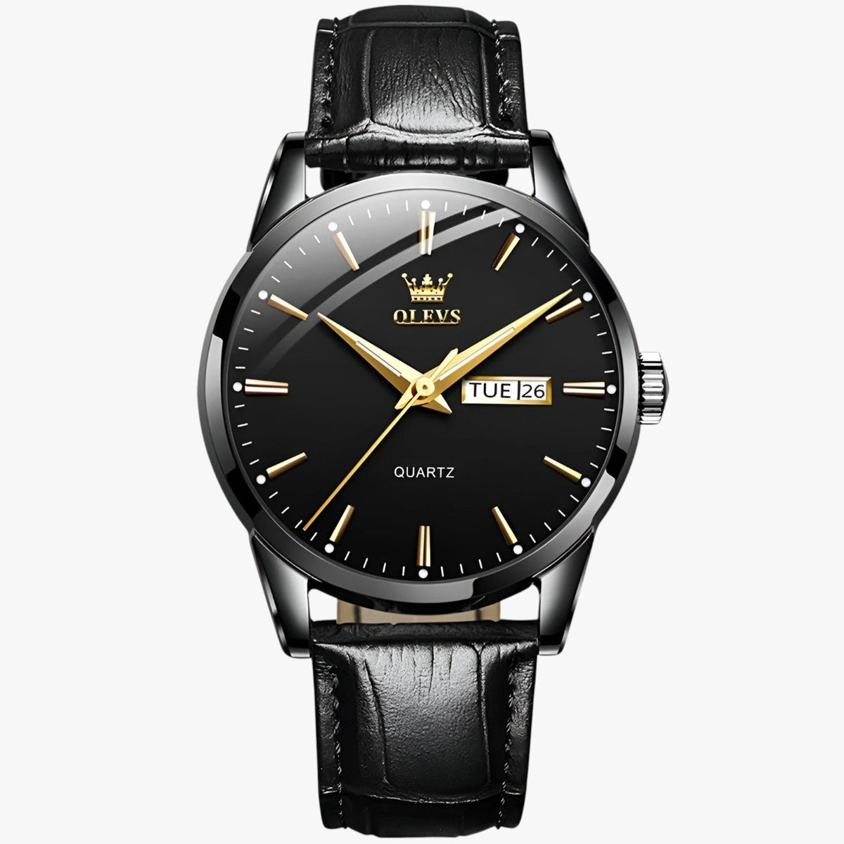 Antonio | Klassiek lederen waterdicht horloge-€25 : Antonio | Klassiek lederen waterdicht horloge in Zwart van Pantinoshop