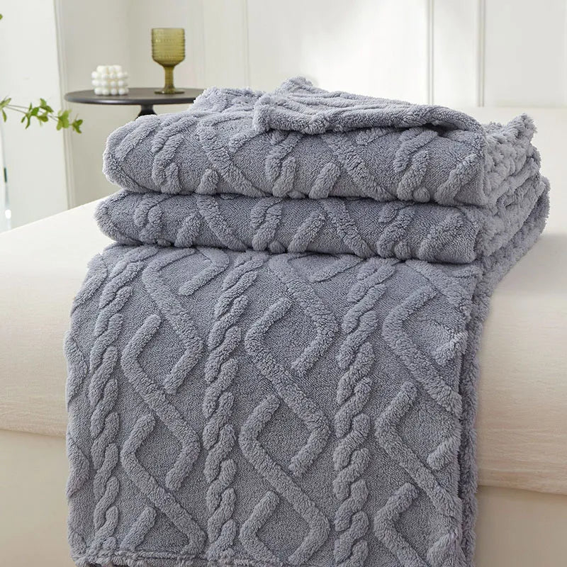 home & garden : FleeceBlanket- Warme Deken van Reistextiel Fleece in Grijs van Pantino