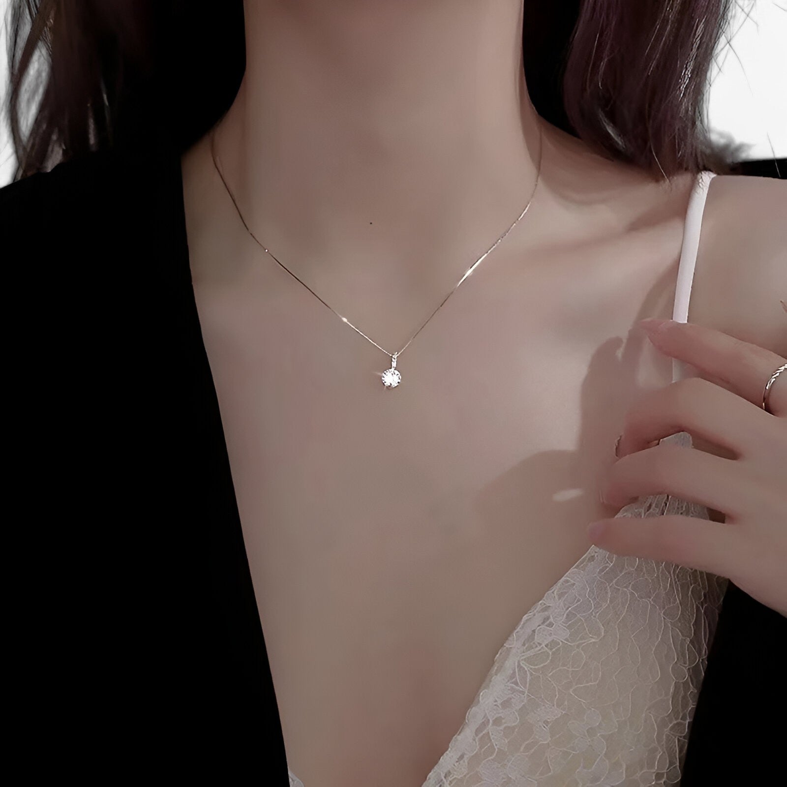 accessories : Jane| Zilvergeplateerde halsketting met zircon - elegante minimalistische charme in van Pantino