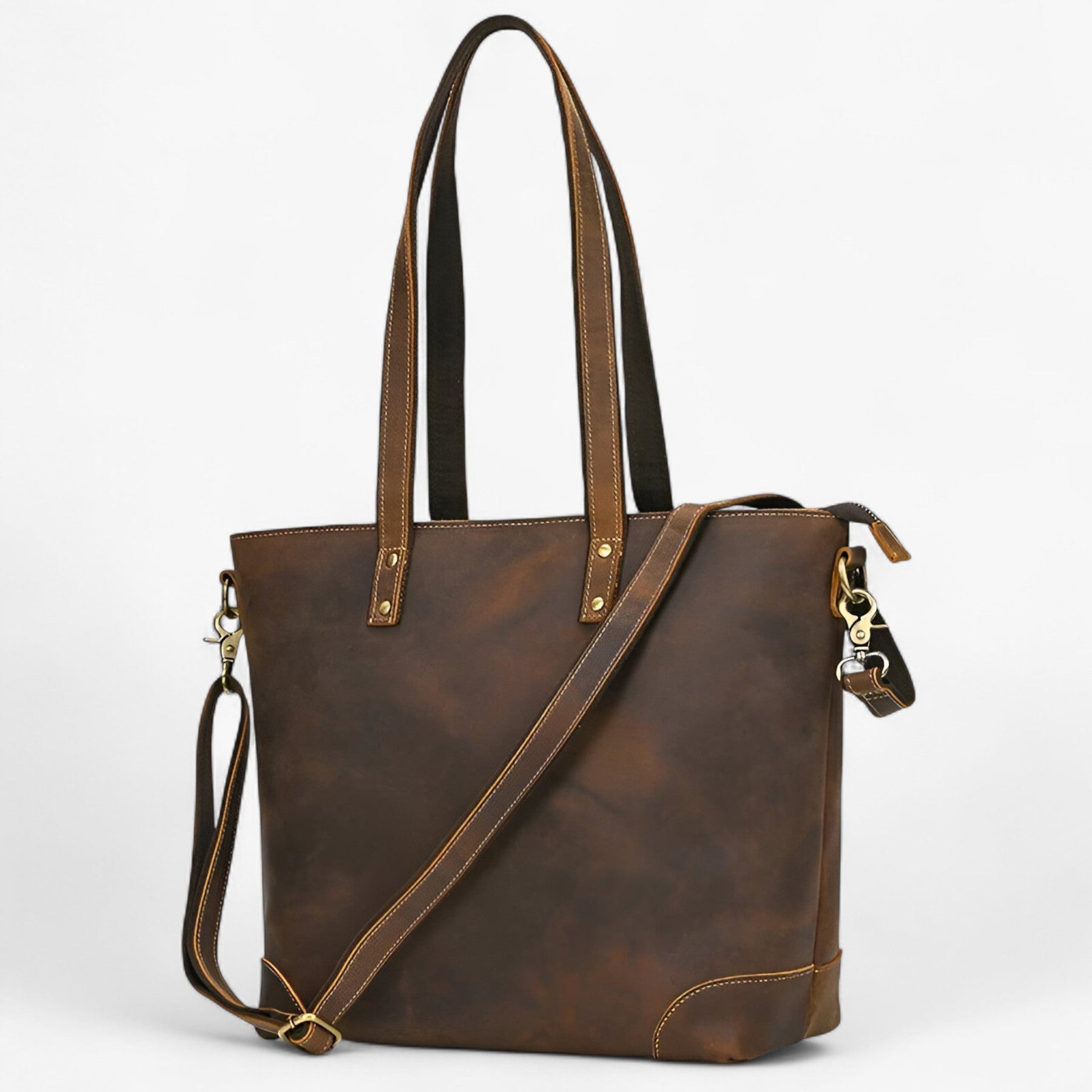Elegante Echte Lederen Tote Tas voor Vrouwen – Ruim & Lichtgewicht Ontwerp - €25 : Elegante Echte Lederen Tote Tas voor Vrouwen – Ruim & Lichtgewicht Ontwerp in Bruin 1 van Pantinoshop