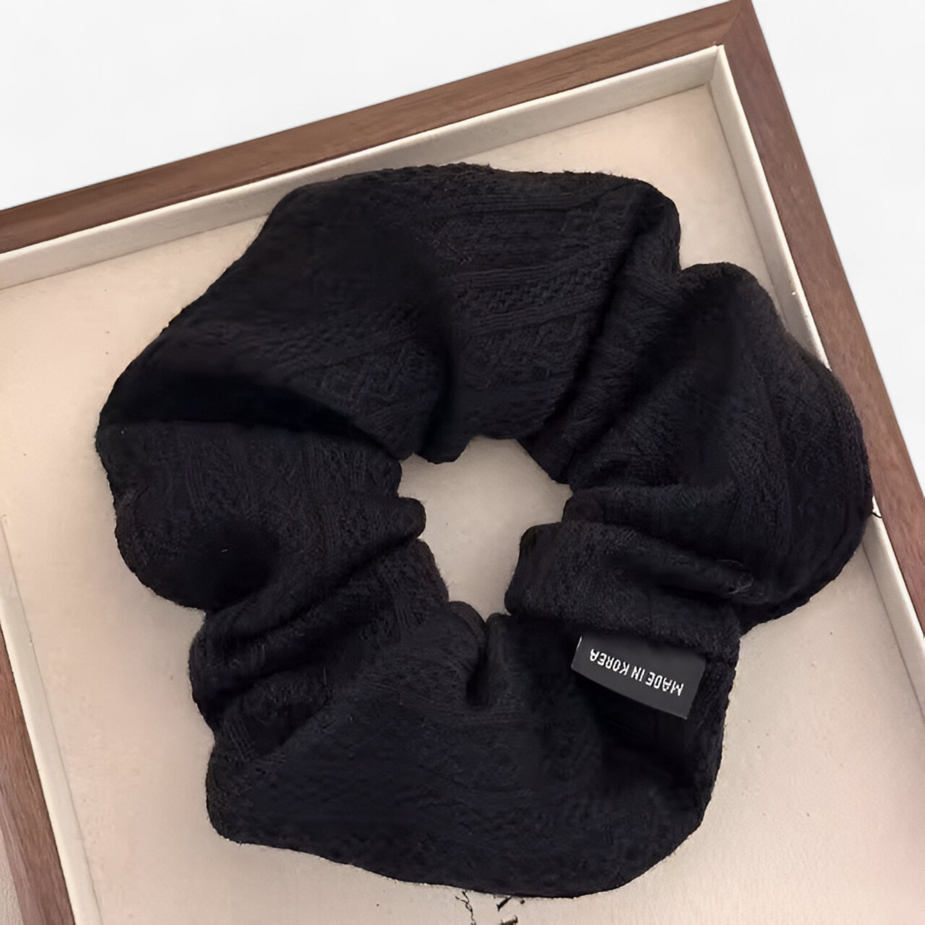 accessories : Jiyoo | Gebreide Wollen Scrunchie in zwart ongeveer 11 cm van Pantinoshop