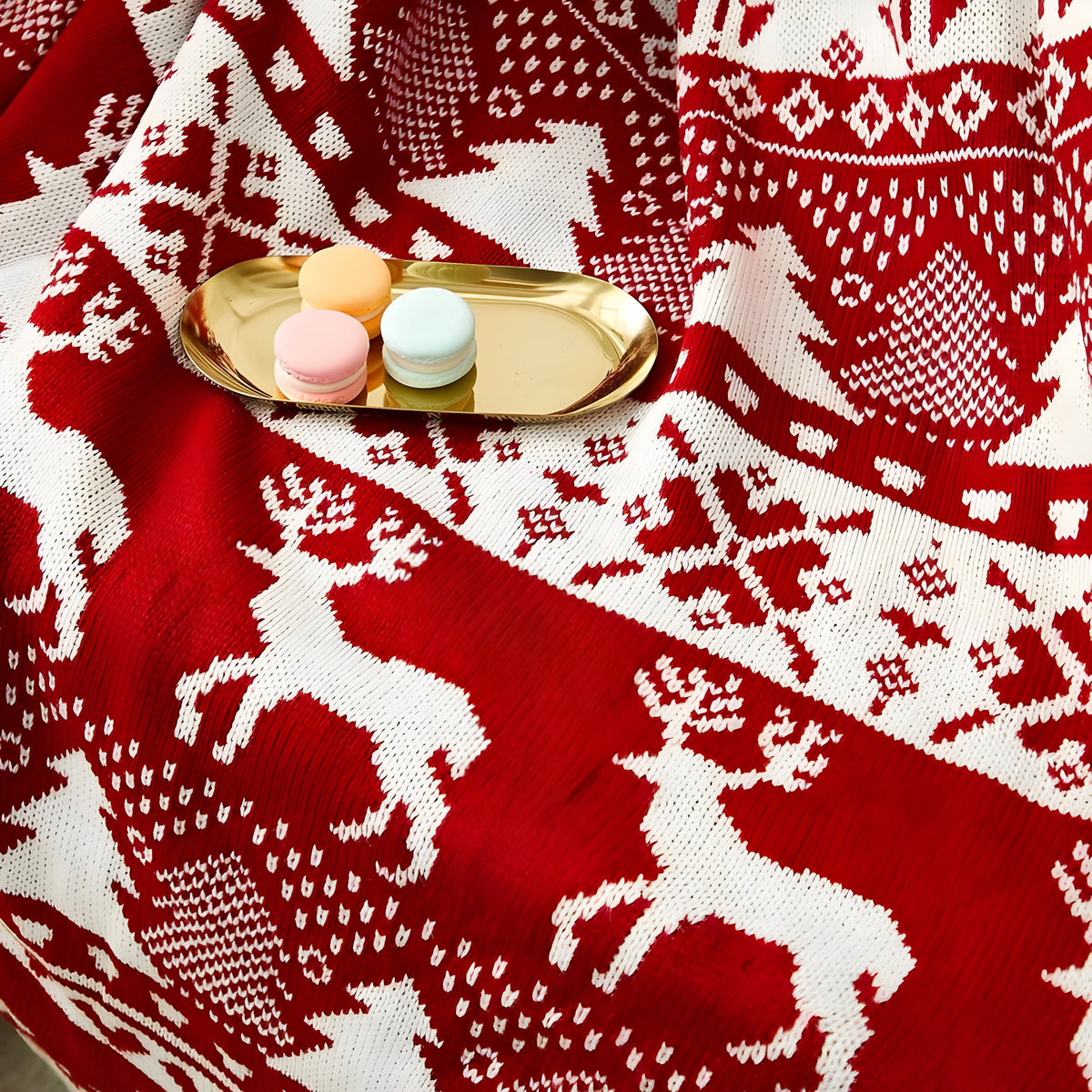 home & garden : Nordy gebreide deken met Scandinavische kerststreep - Knusse plaid voor thuis en op kantoor in van Pantino