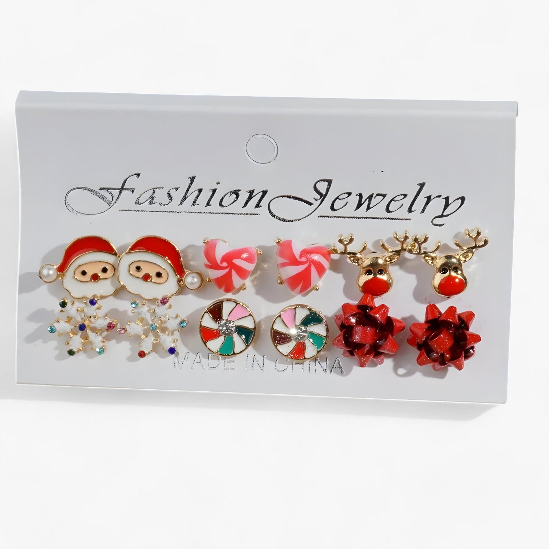accessories : Sparkle | Set van 6 Paar Kerstoorbellen - Sprankelende Ontwerpen in Zirkonia in 3 van Pantinoshop