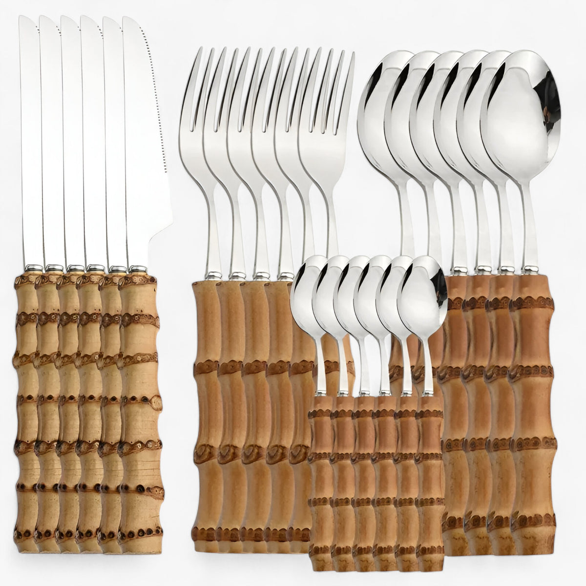 home & garden : BambooCraft | Bamboe Bestekset in Zilver 24Stuks van Pantinoshop