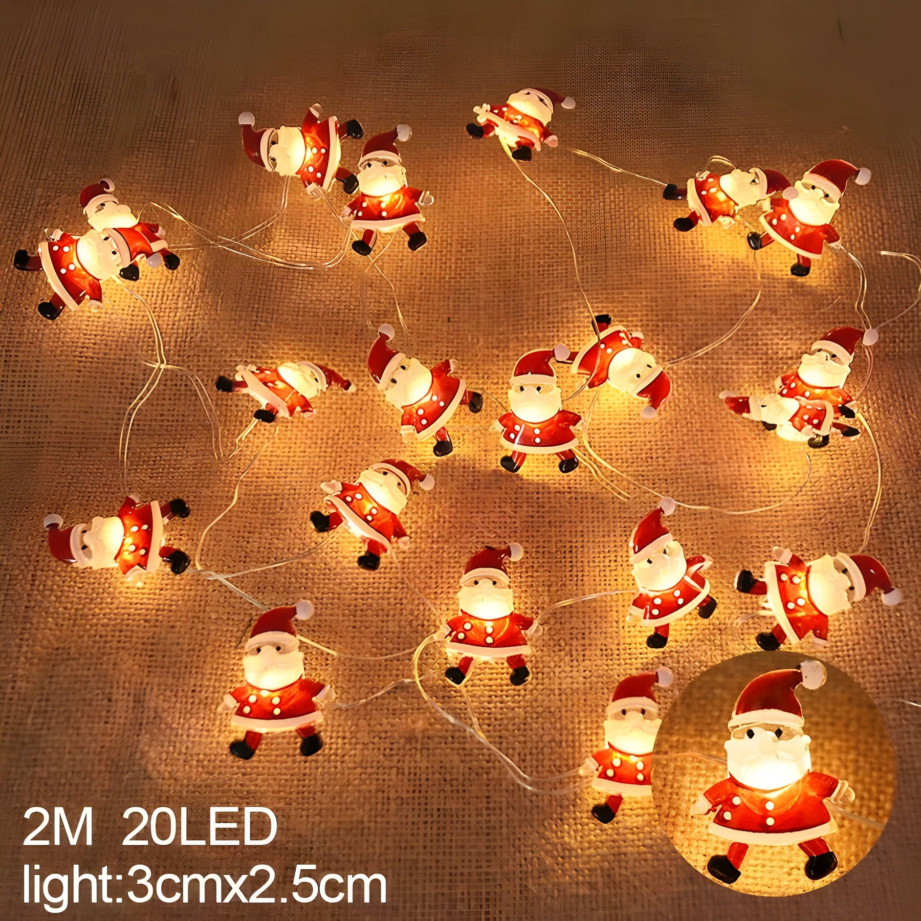 home & garden : TwinkleLights | LED Lichtslinger 20LED - Verlicht Uw Feesten met de Kerstman en Sneeuwvlokken in Kerstman van Pantinoshop