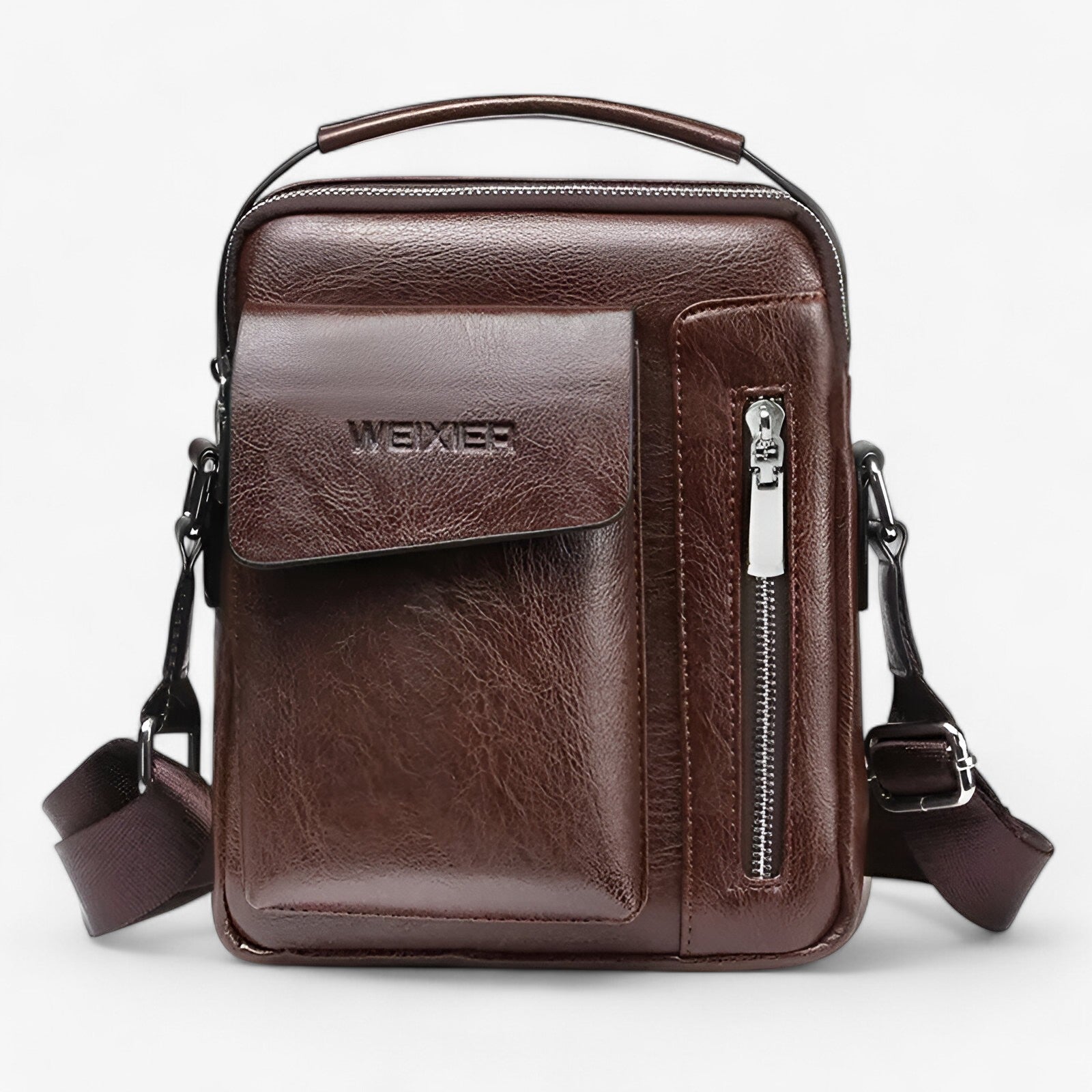 Liam | Vintage PU Leren Schoudertas - €25 : Liam | Vintage PU Leren Schoudertas in Bruin van Pantinoshop
