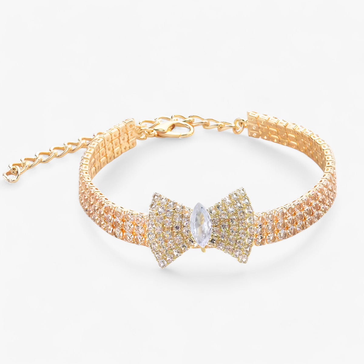 pets : Bella | Bling Kattenhalsband met Strik en Kristallen in Goud van Pantinoshop