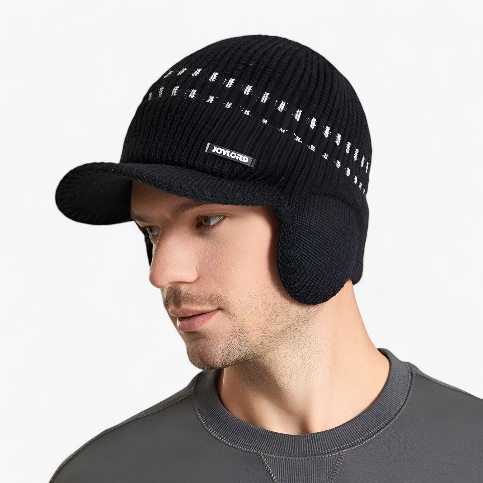 men's fashion : Kevin | Warme Stijl - Gebreide Cap met Oorflappen in zwart van Pantinoshop