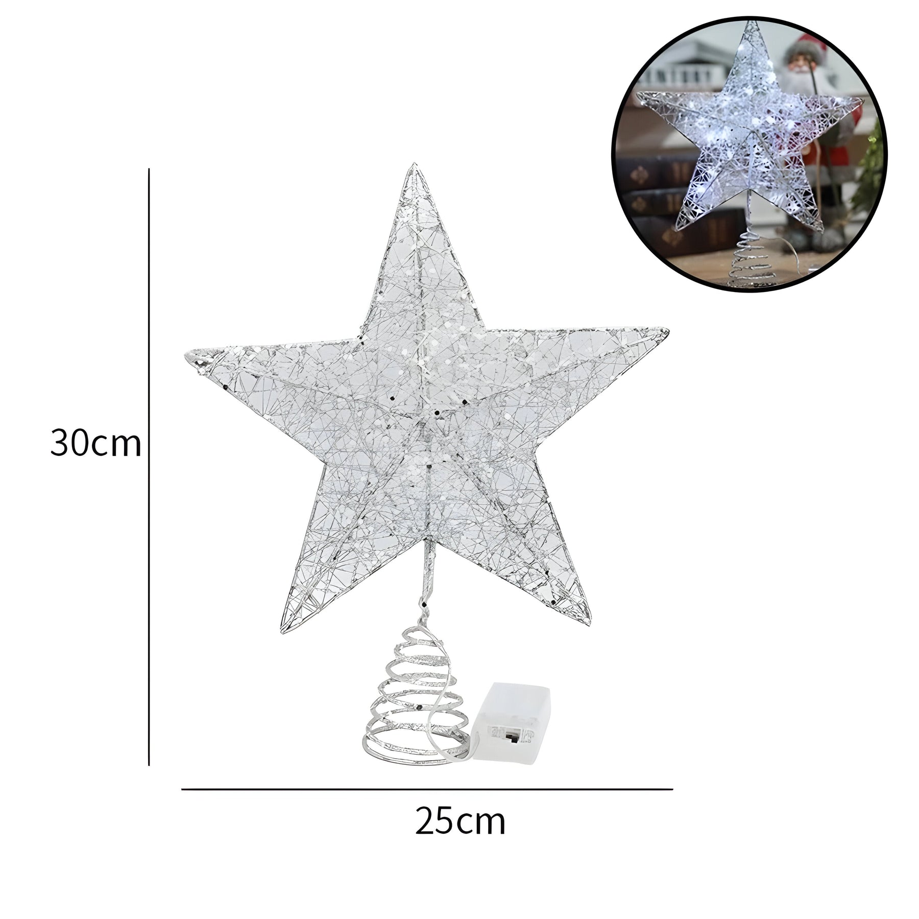 home & garden : Sterrenachtige Elegant | Bovenste Ster Ornamenten Kerstlicht - Verlicht uw Eindejaarsfeest in 25cm Zilver van Pantinoshop