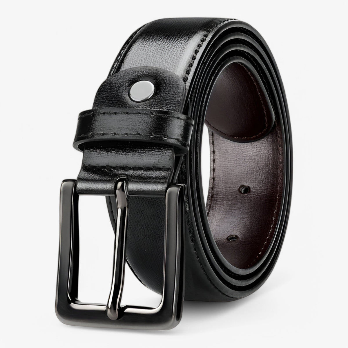 men's fashion : Elegante Zwarte Leren Riem in Zwart van Pantino