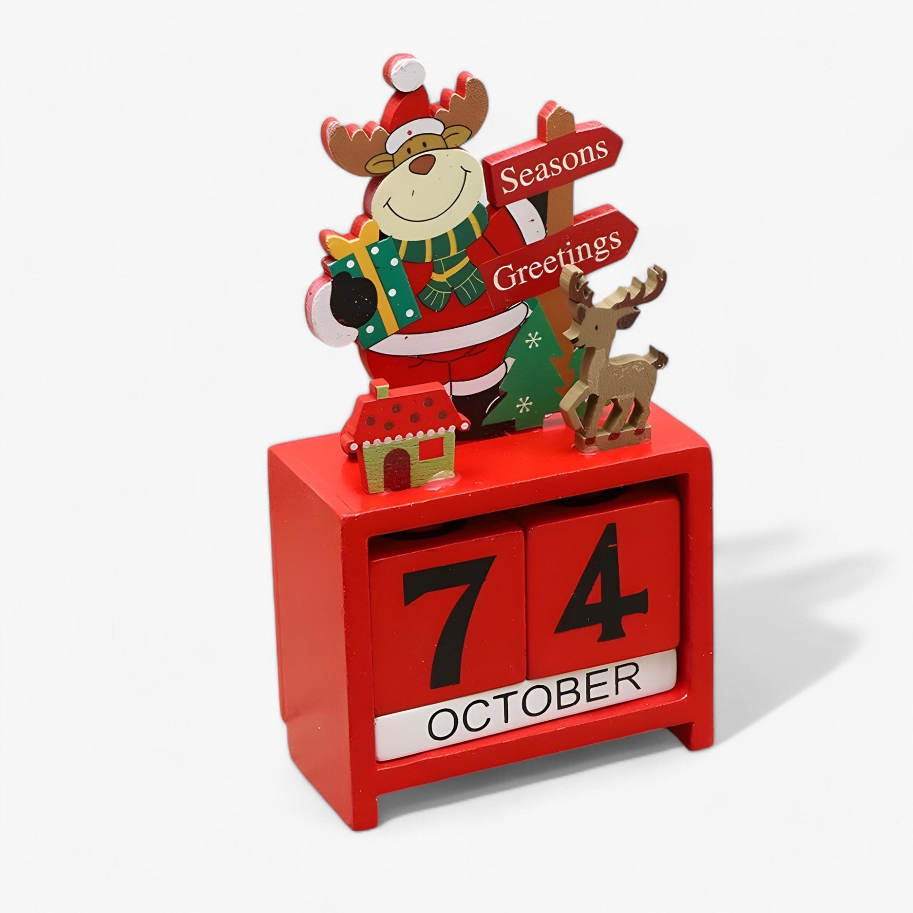 home & garden : Feestdagen Countdown Magie | Houten Kerstkalender met Kerstman en Sneeuwman - Voeg Opwinding toe aan je Feesten in E 7.5X3.3X16cm van Pantinoshop