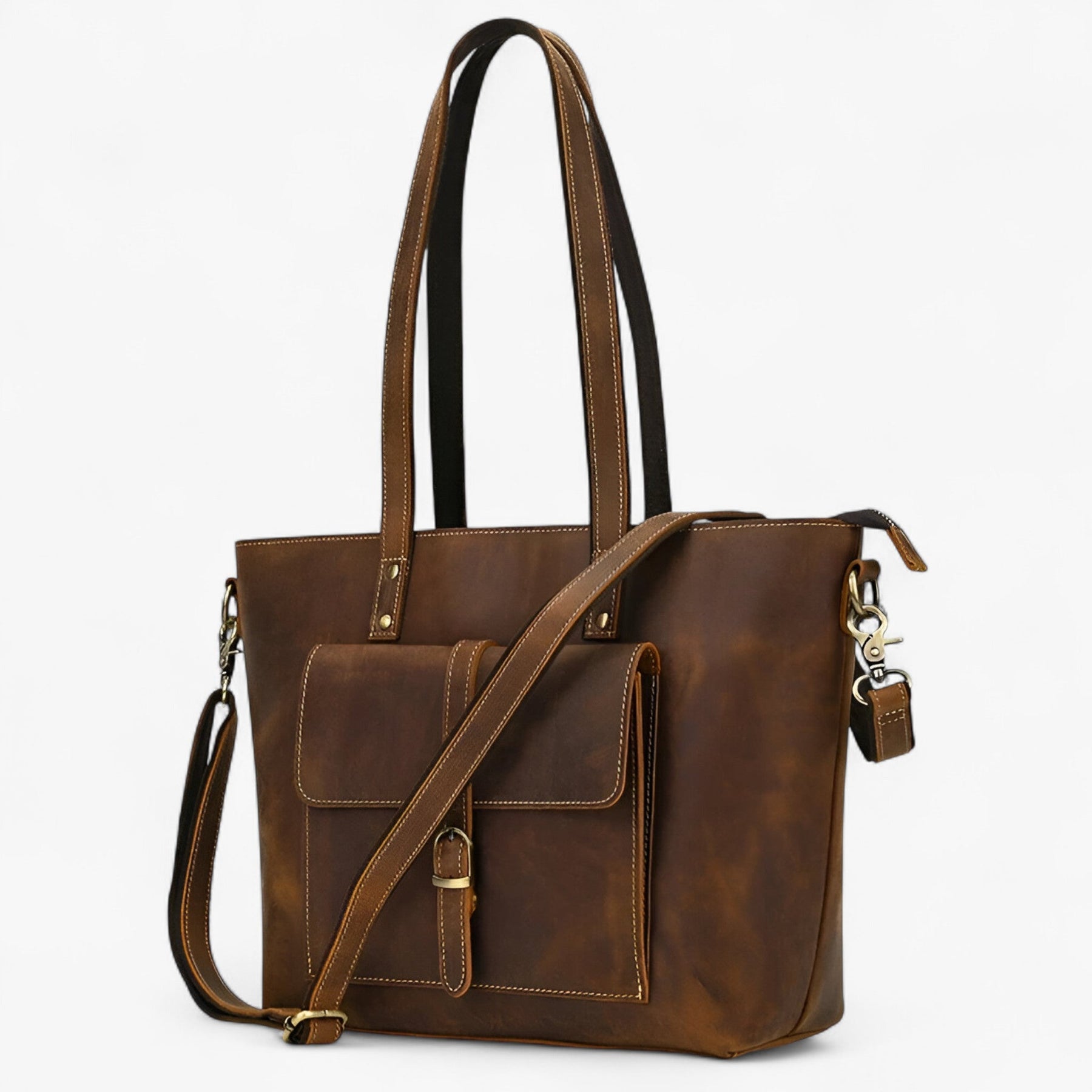 Elegante Echte Lederen Tote Tas voor Vrouwen – Ruim & Lichtgewicht Ontwerp - €25 : Elegante Echte Lederen Tote Tas voor Vrouwen – Ruim & Lichtgewicht Ontwerp in Bruin 2 van Pantinoshop
