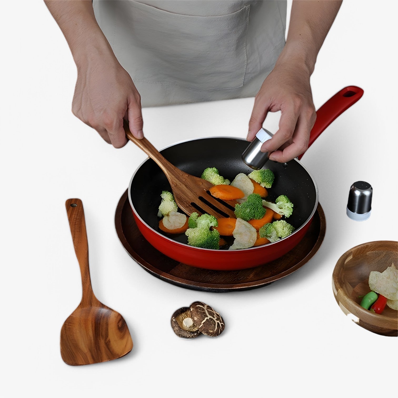 Olivia | 7-delige houten kookset - natuurlijk, duurzaam en anti-aanbak - €25 : Olivia | 7-delt træ kogesæt – naturligt, bæredygtigt og non-stick in van Pantinoshop
