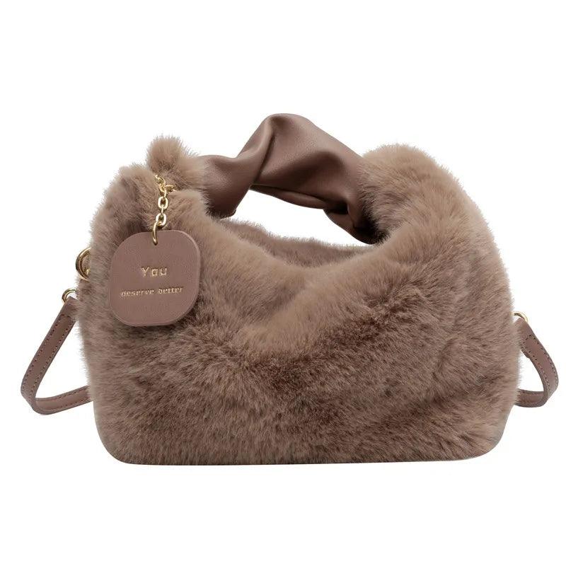 : Fluffy Crossbody Tas in Licht Bruin van Pantino