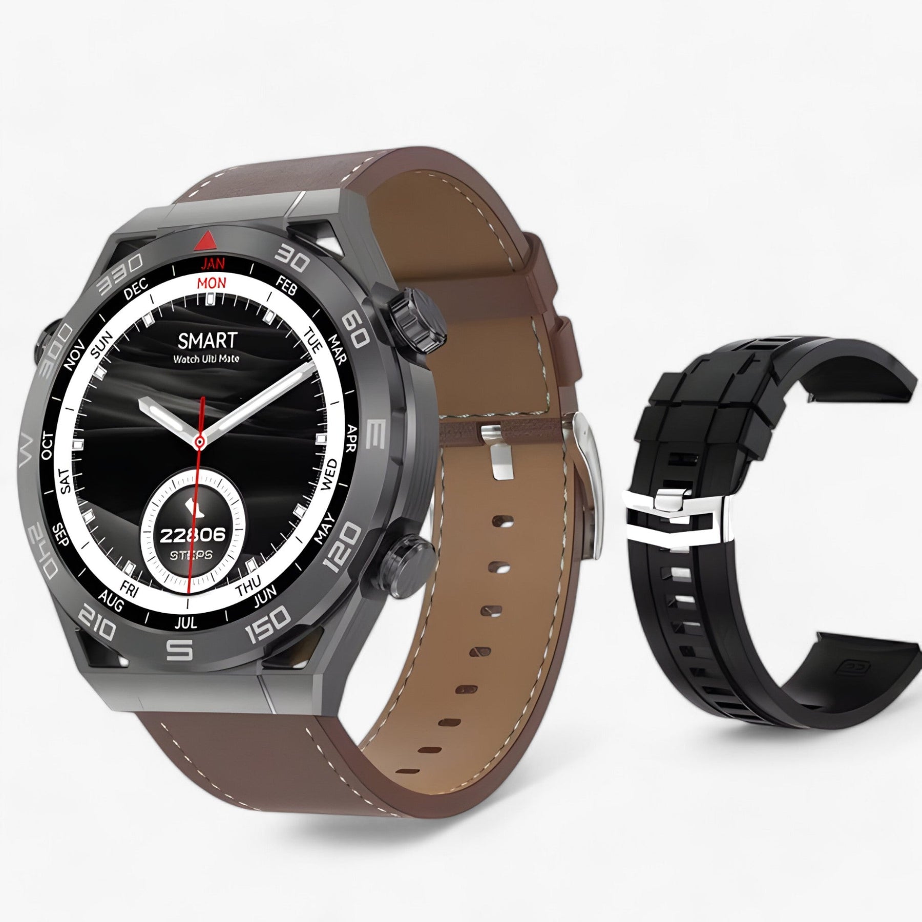 watches : DT Ultra Mate | Smartwatch - GPS & NFC voor Mannen met Bluetooth Oproepen & ECG in Zwart leer van Pantinoshop