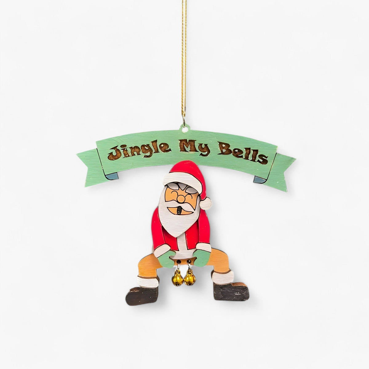 home & garden : Jingle My Bells | Grappige Kerstornament - Bel Hanger Kerstman voor Kerstboom en Nieuwjaarsdecoratie in Mens Materiaal- Acrylaat van Pantinoshop