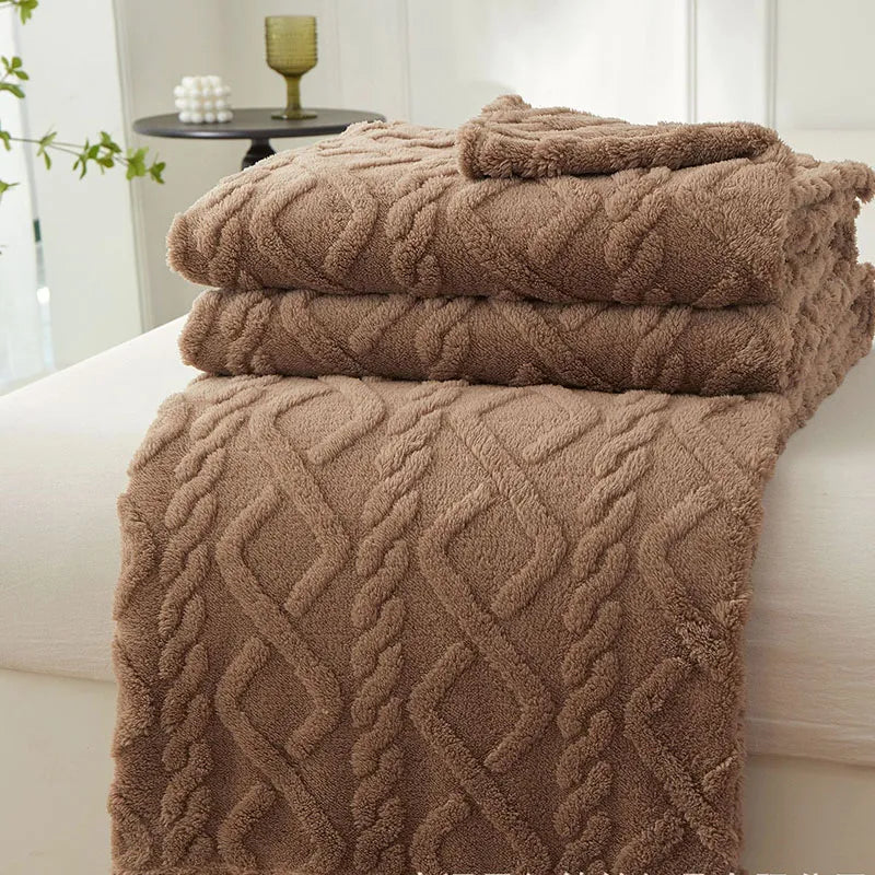 home & garden : FleeceBlanket- Warme Deken van Reistextiel Fleece in Koffiebruin van Pantino