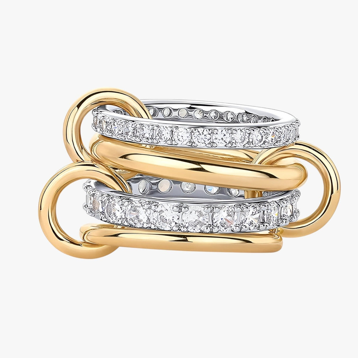 Elise | 18K gouden gestapelde ringen met cubic zirconia-€25 : Elise | 18K gouden gestapelde ringen met cubic zirconia in Verstelbare ringen van Pantinoshop