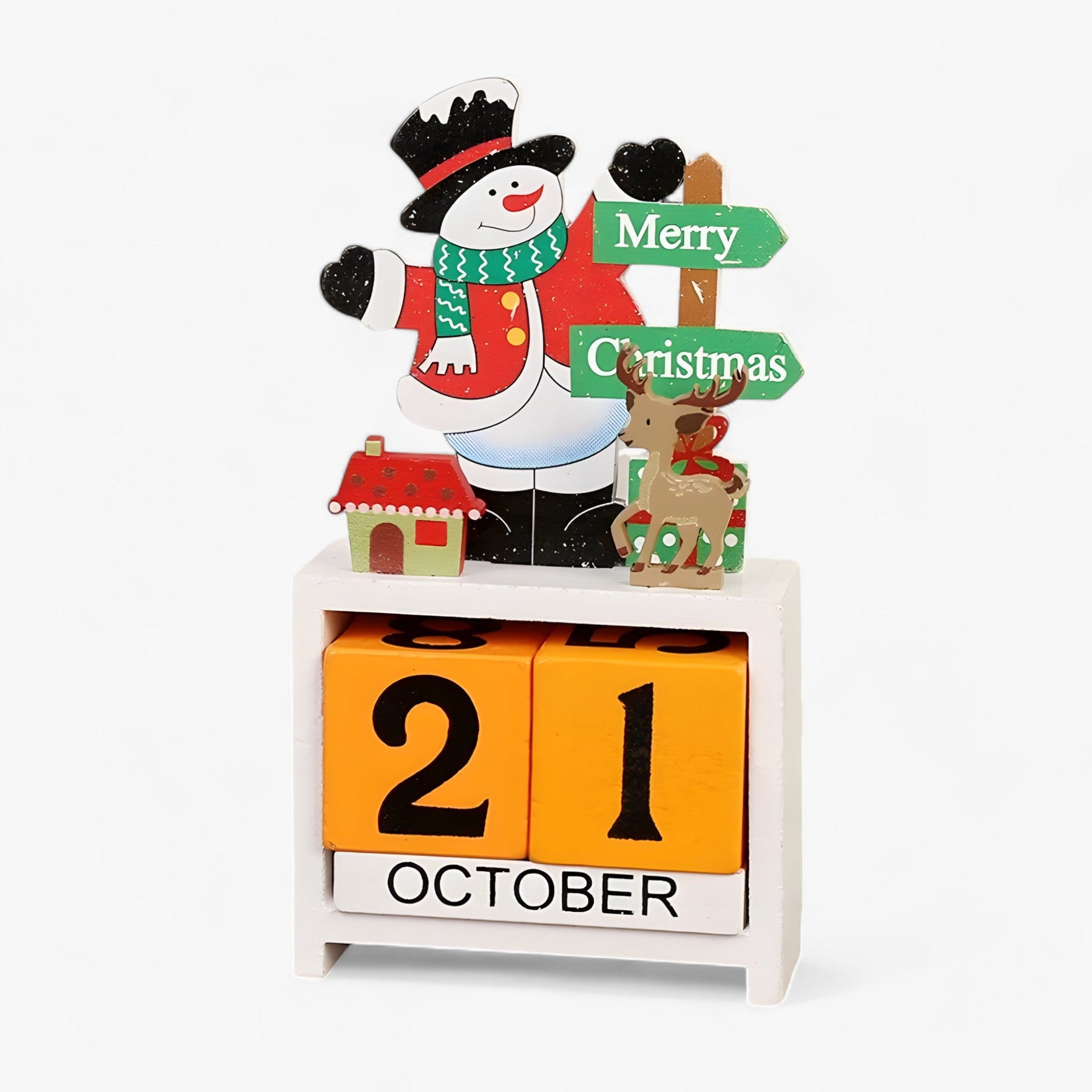 home & garden : Feestdagen Countdown Magie | Houten Kerstkalender met Kerstman en Sneeuwman - Voeg Opwinding toe aan je Feesten in F 7.5X3.3X16cm van Pantinoshop